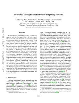 InverseNet: Solving Inverse Problems with Splitting Networks