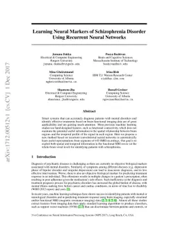 Learning Neural Markers of Schizophrenia Disorder Using Recurrent Neural
  Networks