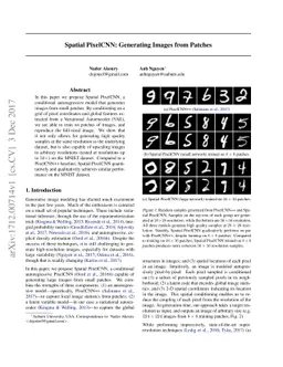 Spatial PixelCNN: Generating Images from Patches