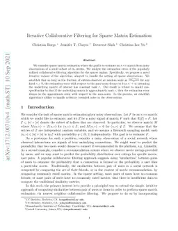 Iterative Collaborative Filtering for Sparse Matrix Estimation