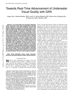 Towards Real-Time Advancement of Underwater Visual Quality with GAN