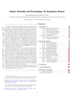 Haptic Assembly and Prototyping: An Expository Review