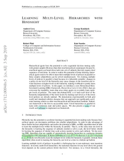 Learning Multi-Level Hierarchies with Hindsight