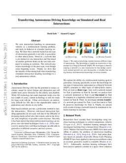 Transferring Autonomous Driving Knowledge on Simulated and Real
  Intersections