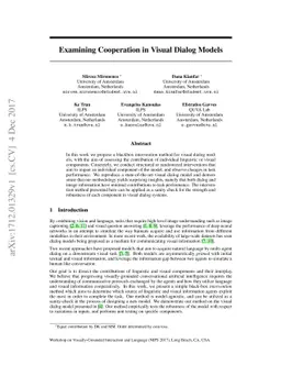 Examining Cooperation in Visual Dialog Models