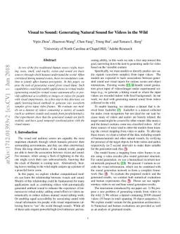 Visual to Sound: Generating Natural Sound for Videos in the Wild