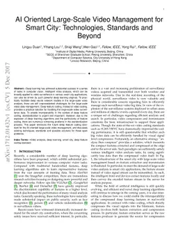 AI Oriented Large-Scale Video Management for Smart City: Technologies,
  Standards and Beyond