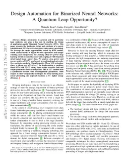 Design Automation for Binarized Neural Networks: A Quantum Leap
  Opportunity?