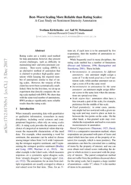 Best-Worst Scaling More Reliable than Rating Scales: A Case Study on
  Sentiment Intensity Annotation