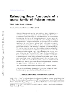 Estimating linear functionals of a sparse family of Poisson means
