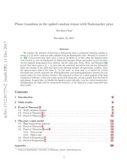 Phase transition in the spiked random tensor with Rademacher prior