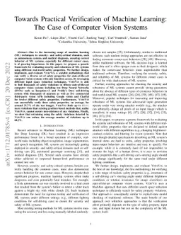 Towards Practical Verification of Machine Learning: The Case of Computer
  Vision Systems