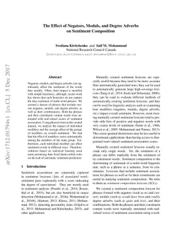 The Effect of Negators, Modals, and Degree Adverbs on Sentiment
  Composition