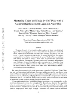 Mastering Chess and Shogi by Self-Play with a General Reinforcement
  Learning Algorithm