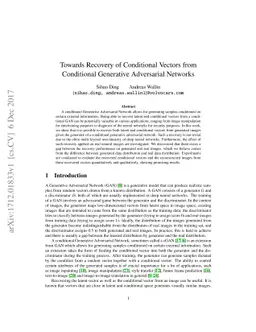Towards Recovery of Conditional Vectors from Conditional Generative
  Adversarial Networks