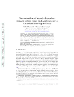 Concentration of weakly dependent Banach-valued sums and applications to
  statistical learning methods