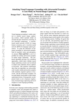 Attacking Visual Language Grounding with Adversarial Examples: A Case
  Study on Neural Image Captioning