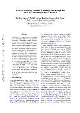 A Novel Embedding Model for Knowledge Base Completion Based on
  Convolutional Neural Network