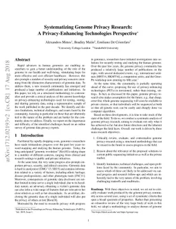 Systematizing Genome Privacy Research: A Privacy-Enhancing Technologies
  Perspective