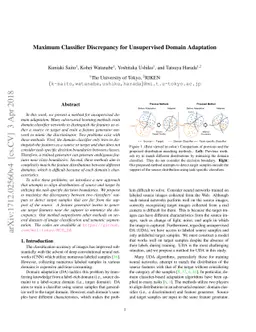 Maximum Classifier Discrepancy for Unsupervised Domain Adaptation