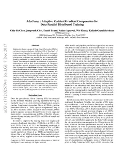 AdaComp : Adaptive Residual Gradient Compression for Data-Parallel
  Distributed Training