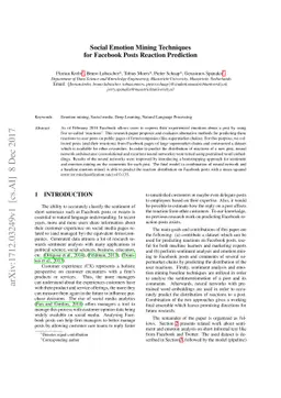Social Emotion Mining Techniques for Facebook Posts Reaction Prediction