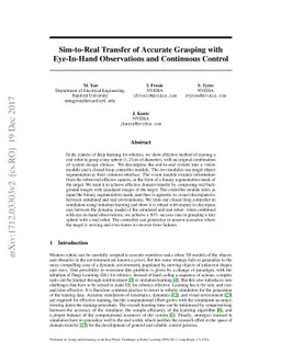Sim-to-Real Transfer of Accurate Grasping with Eye-In-Hand Observations
  and Continuous Control