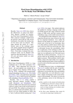 Word Sense Disambiguation with LSTM: Do We Really Need 100 Billion
  Words?