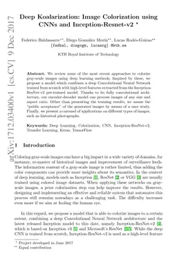 Deep Koalarization: Image Colorization using CNNs and
  Inception-ResNet-v2