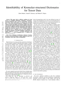 Identifiability of Kronecker-structured Dictionaries for Tensor Data