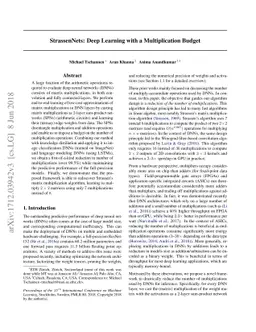 StrassenNets: Deep Learning with a Multiplication Budget