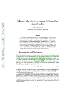 Debiased Machine Learning of Set-Identified Linear Models