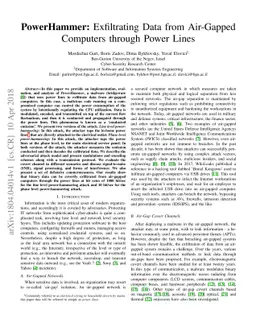 PowerHammer: Exfiltrating Data from Air-Gapped Computers through Power
  Lines