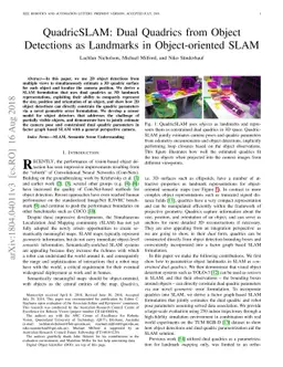 QuadricSLAM: Dual Quadrics from Object Detections as Landmarks in
  Object-oriented SLAM