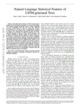 Natural Language Statistical Features of LSTM-generated Texts