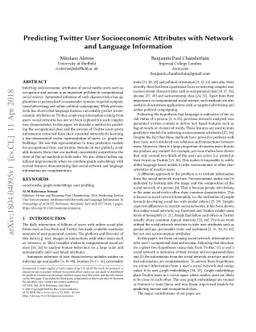 Predicting Twitter User Socioeconomic Attributes with Network and
  Language Information