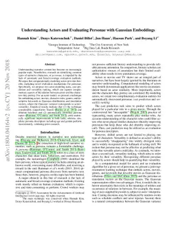 Understanding Actors and Evaluating Personae with Gaussian Embeddings