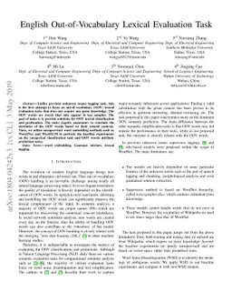 English Out-of-Vocabulary Lexical Evaluation Task