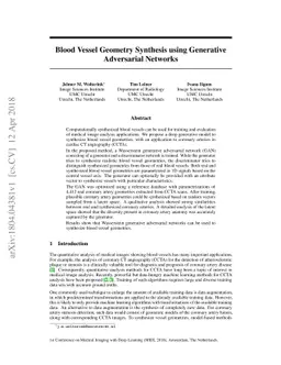 Blood Vessel Geometry Synthesis using Generative Adversarial Networks