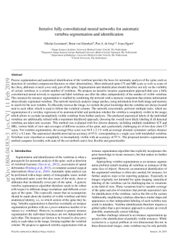 Iterative fully convolutional neural networks for automatic vertebra
  segmentation and identification