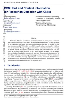 PCN: Part and Context Information for Pedestrian Detection with CNNs