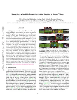 SoccerNet: A Scalable Dataset for Action Spotting in Soccer Videos