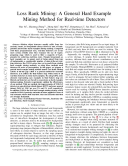 Loss Rank Mining: A General Hard Example Mining Method for Real-time
  Detectors