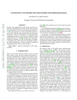 An efficient CNN for spectral reconstruction from RGB images