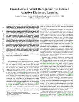 Cross-Domain Visual Recognition via Domain Adaptive Dictionary Learning