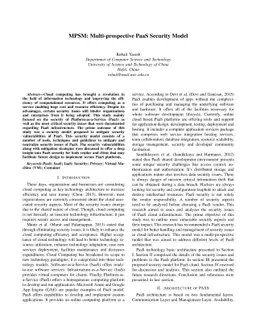 MPSM: Multi-prospective PaaS Security Model