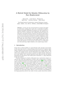 A Hybrid Model for Identity Obfuscation by Face Replacement