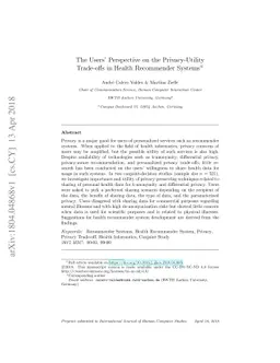 The Users' Perspective on the Privacy-Utility Trade-offs in Health
  Recommender Systems