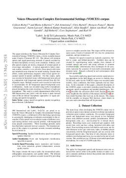 Voices Obscured in Complex Environmental Settings (VOICES) corpus