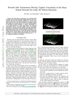 Towards Safe Autonomous Driving: Capture Uncertainty in the Deep Neural
  Network For Lidar 3D Vehicle Detection